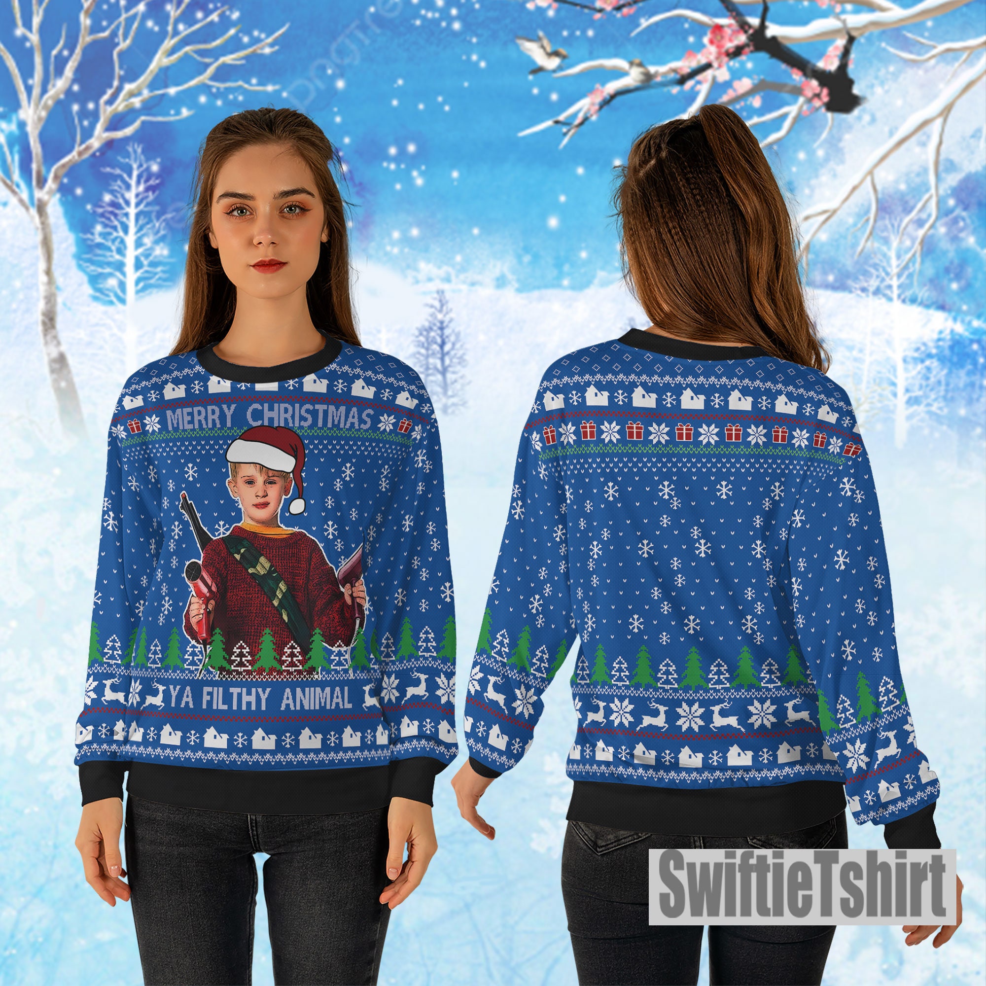 Discover Merry Christmas Ya Filthy Animal Home Alone Ugly Christmas Sweater, Home Alone Ugly Sweater Gift For Christmas, All Over Print Sweater