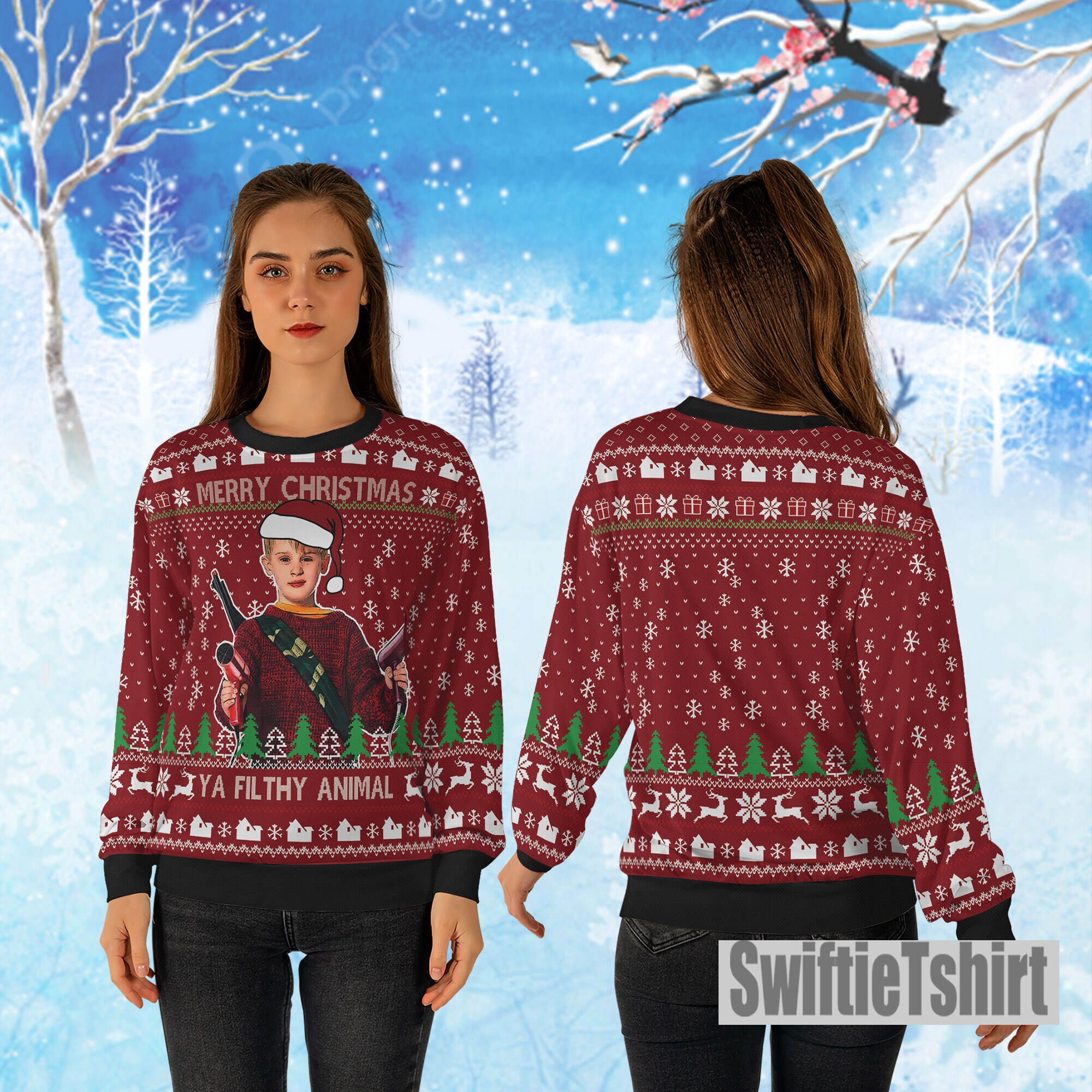 Discover Merry Christmas Ya Filthy Animal Home Alone Ugly Christmas Sweater, Home Alone Ugly Sweater Gift For Christmas, All Over Print Sweater