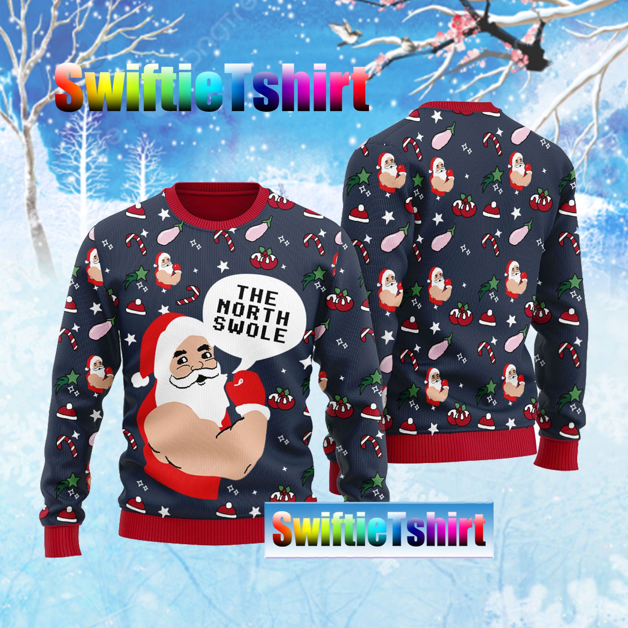 Bulky Santa North Swole Christmas Sweater
