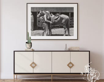 Vintage Cowboy, Pferd - Schwarzweiße Western druckbare Wandkunst (Digitaler Download)