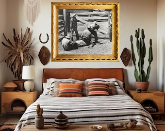 Branding penfoto van Cattle Ranch – vintage western afdrukbare muurkunst – scène cowboyboerderij – digitale download