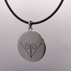 Manifest Love Pendant, Large Circle Love Necklace, Manifestation Charm, Solid Gold Medallion, Round Charm, Silver Pendant, Leather Cord