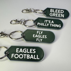 Philadelphia Eagles Themed Keychains | Fan Art | 3D Printed | Set of 4 or 8 | Go Birds | Philly Philly | Fly Eagles Fly | Sports Gift