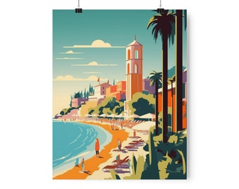 Seaside Serenade - Coastal Sunset Print | European Coastline | Modern Vintage Style