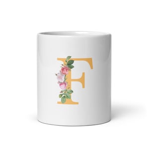 LETTER F ALPHABET FLORAL mug