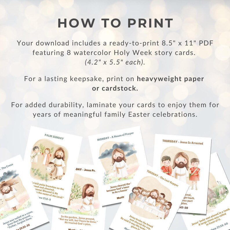 Holy Week Bible Story Cards | Christ-centered Easter Story for Kids ...