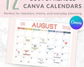 12 Editable Canva Calendar Templates | 2026 Monthly Planner | Digital Stickers | MRR Printable Bundle