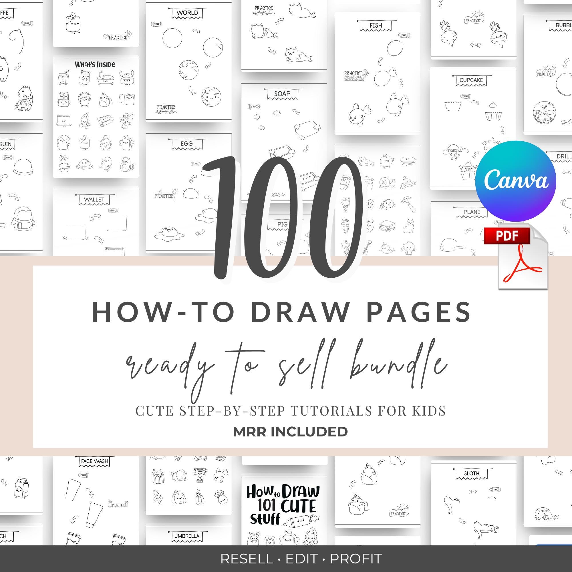 Drawing Pages. Good How to Draw Cute Stuff Worksheets | 100 Step-by-step Drawing Pages for ...