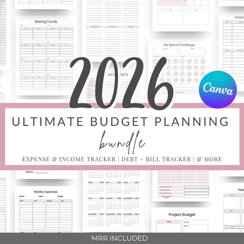 2026 Budget Planner Bundle | Canva | MRR image 1