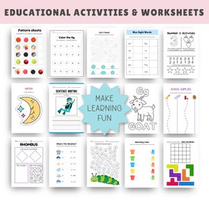 Bundel met werkbladen voor peuters en kleuters | Meer dan 800 printbare werkbladen voor kinderen | PLR MRR | Canva | PDF-download afbeelding 2