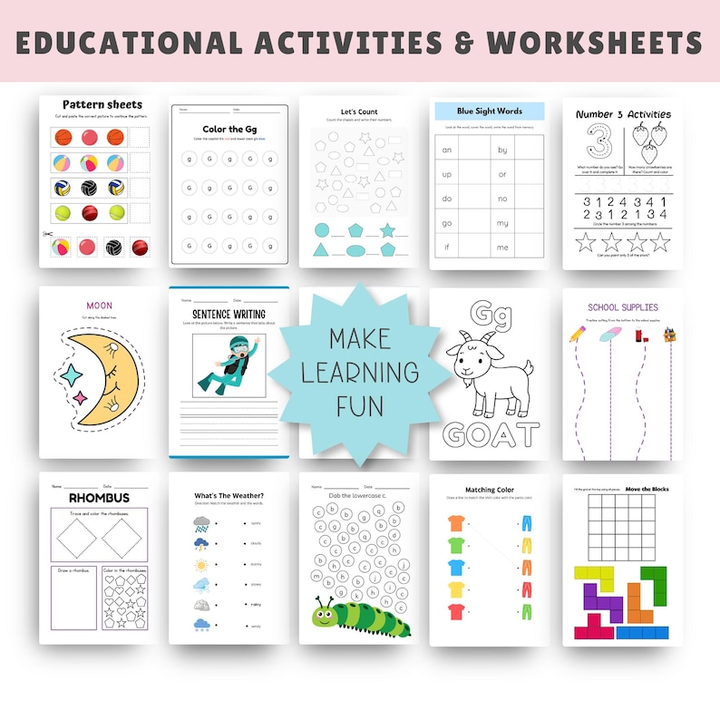 Bundel met werkbladen voor peuters en kleuters | Meer dan 800 printbare werkbladen voor kinderen | PLR MRR | Canva | PDF-download afbeelding 2