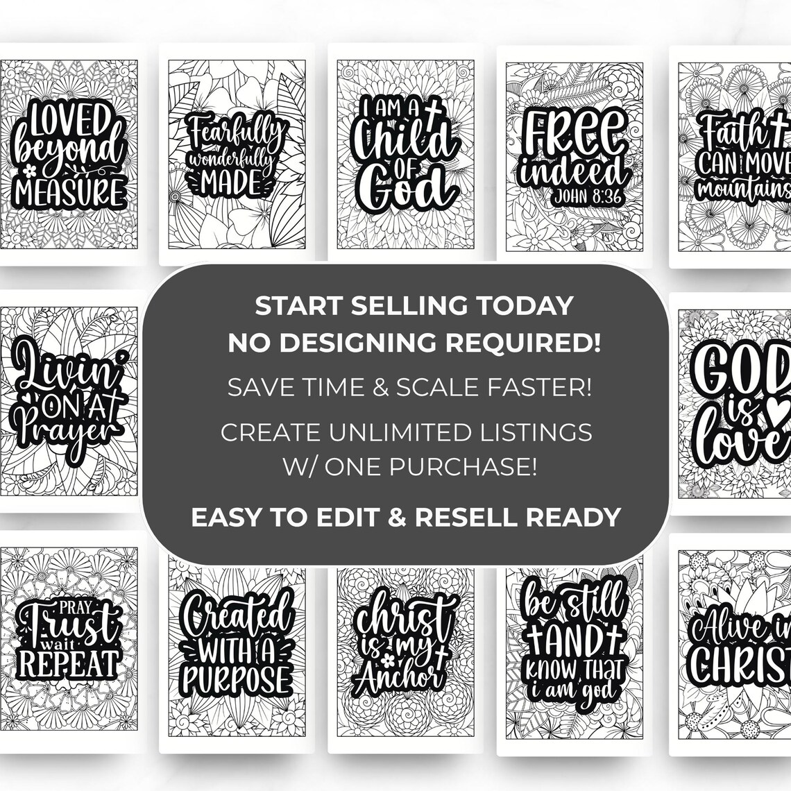 Christian Coloring Pages Bundle | 60 Bible Verse Coloring Sheets for ...