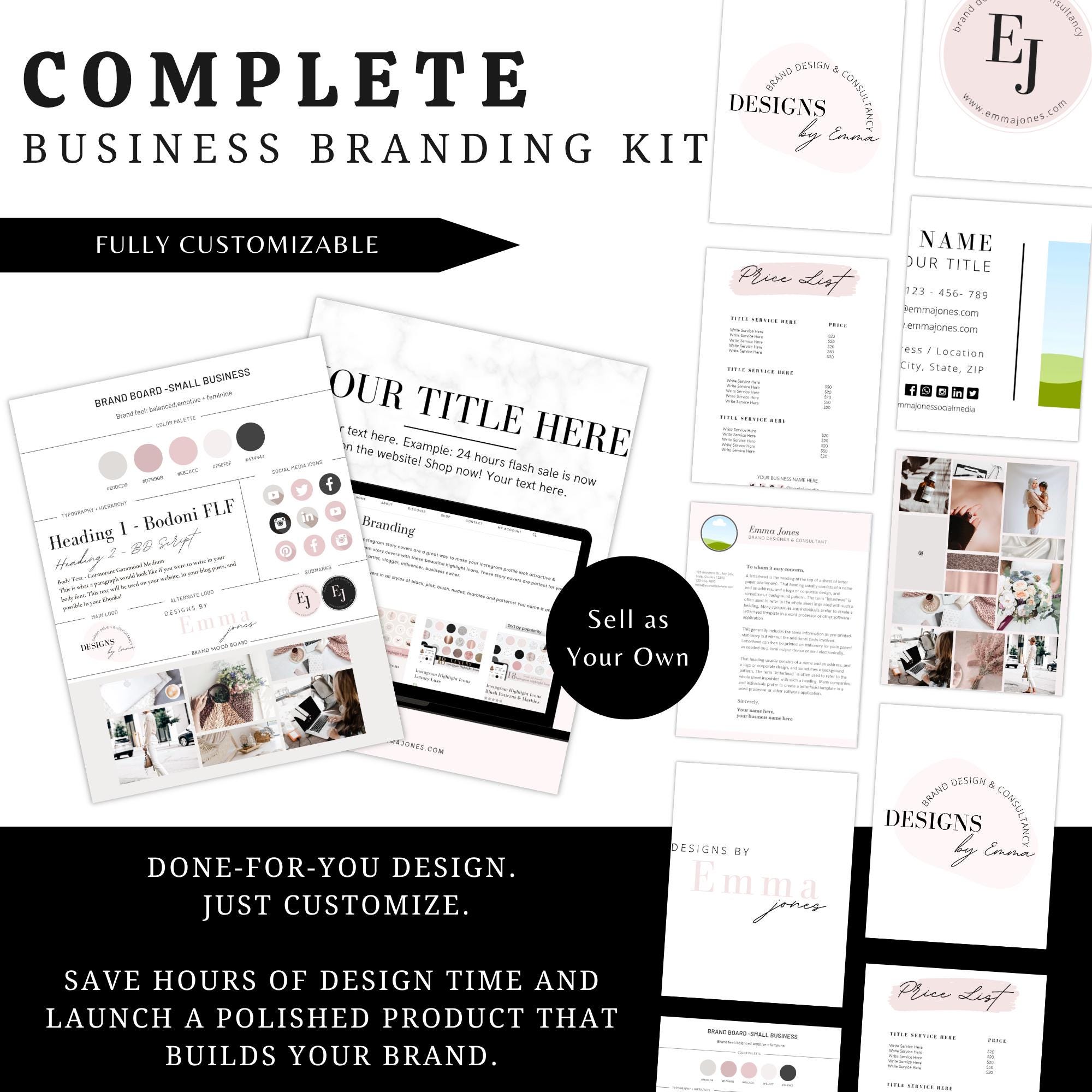 Canva Branding Kit Templates | Brand Board, Logo Kit, Color Palette ...