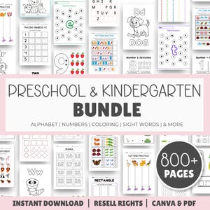 Preschool & Kindergarten Worksheet Bundle | 800+ Printable Worksheets for Kids | PLR MRR | Canva | PDF Download