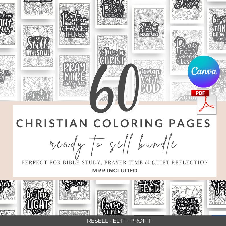 Christian Coloring Pages Bundle | 60 Bible Verse Coloring Sheets for ...