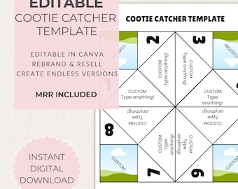 Plantilla de Cootie Catcher / Adivino de Canva / Instrucciones incluidas / MRR