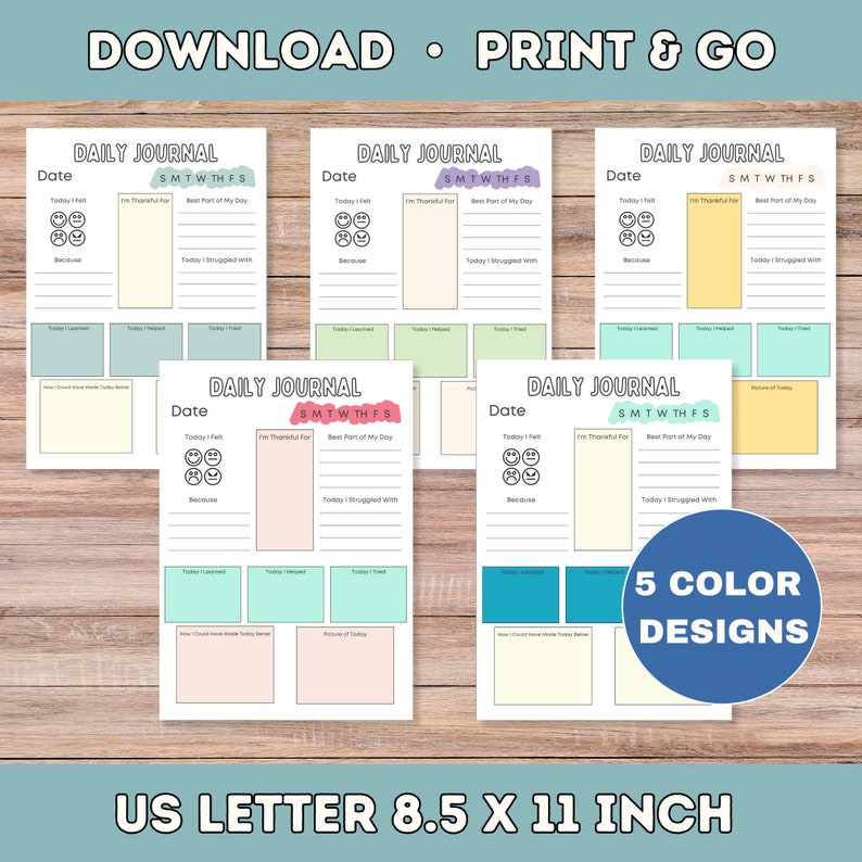 Kids Daily Journal Printable Kids Journal DIY Journal Pages Diary for ...
