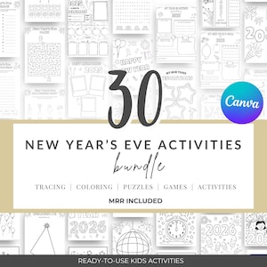 Kids New Year’s Eve 2026 Activity Book | Printable Coloring Pages, Games & Worksheets