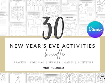 Kids New Year’s Eve 2026 Activity Book | Printable Coloring Pages, Games & Worksheets