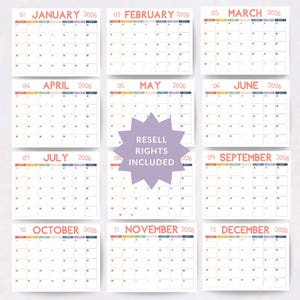 12 Editable Canva Calendar Templates | 2026 Monthly Planner | Digital Stickers | MRR Printable Bundle image 5