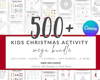 Kids Christmas Activity Bundle – 500+ Printable Worksheets, Coloring Pages, Tracing, Do-a-Dot & Holiday Busy Book