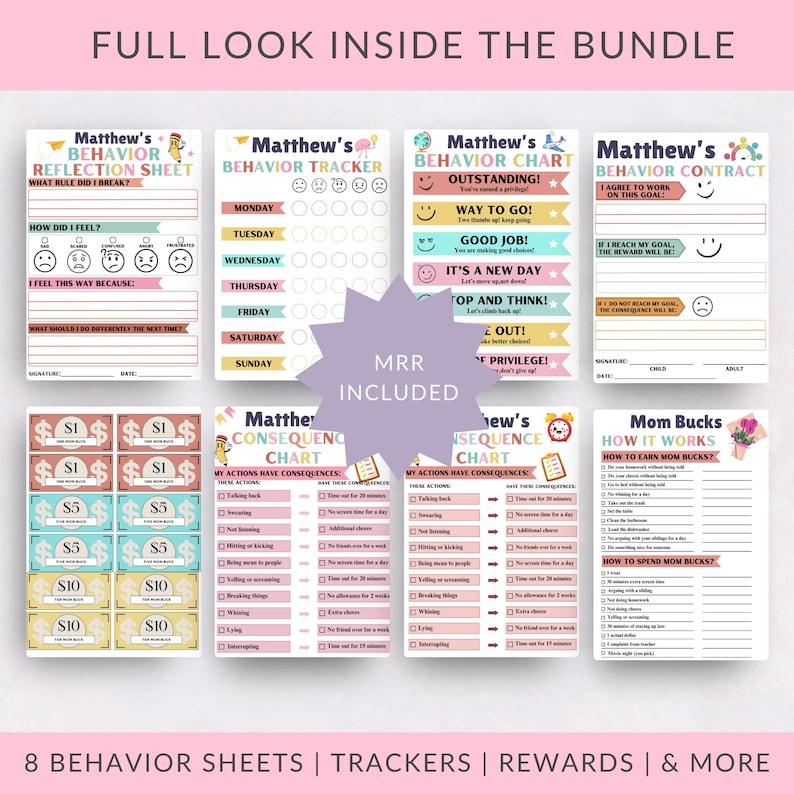 Editable Behavior Sheets for Kids | Behavior Tracker, Reflection Sheet ...