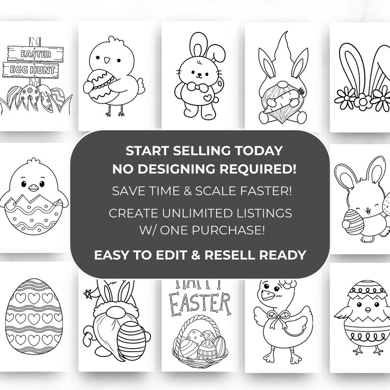100 Easter Coloring Pages Bundle Canva Editable | Kids Printable PDF ...