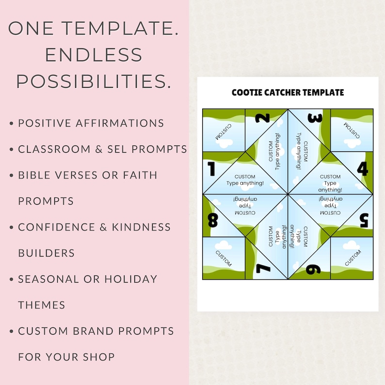 Cootie Catcher Template | Canva Fortune Teller | Instructions Included ...