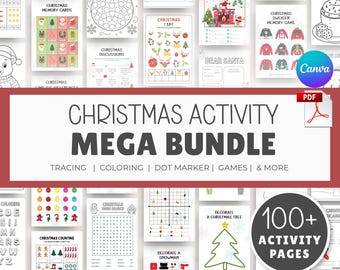 100+ Christmas Activity Pages | Editable Canva Templates | Kids Printables, Coloring, Mazes, Games & Worksheets | MRR
