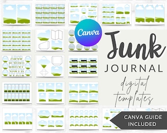Editable Junk Journal Layouts for Canva, Drag-and-Drop Frame Bundle, Folio Craft Template, Ephemera PDF Printables, DIY Bookmark Set