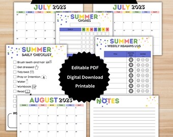 Printable Editable Digital Download SUMMER Chore Chart - Etsy