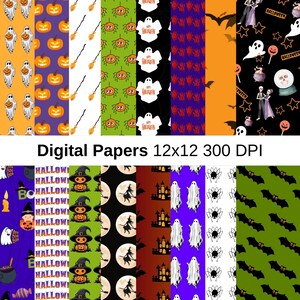 Halloween Digital Paper, Halloween Pumpkin  , Trick or Treat Scrapbook Papers, Halloween Wallpaper, Halloween Papers, Spooky Papers, Boo