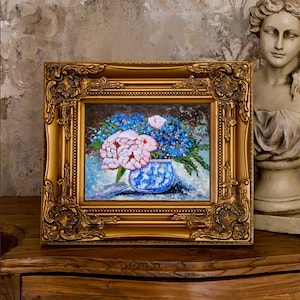 Peonías pintura floral arte original empaste pintura rosa flores pared arte peonía pintura 10 "x 8" pulgadas por FlowerOriginalArt