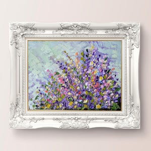Pintura con campos de lavanda, arte original, paisaje provenzal, pintura al óleo, Valle de las Flores, Bellas Artes de FlowerOriginalArt