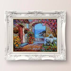 Pintura italiana, arte original de Florencia, obra de arte de paisaje italiano, pintura de paisaje urbano italiano, arte floral empastado, 10 x 8 por FlowerOriginalArt