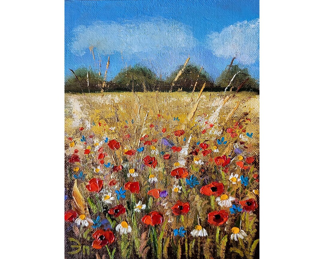 California Poppy Painting Floral Original Art Landscape Impasto Oil ...
