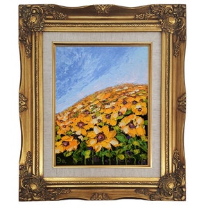 Sunflowers Painting Tuscany Original Art Floral Painting Small Flowers Wall Art Impasto Painting Landscape Sunflowers by FlowerOriginalArt image 7