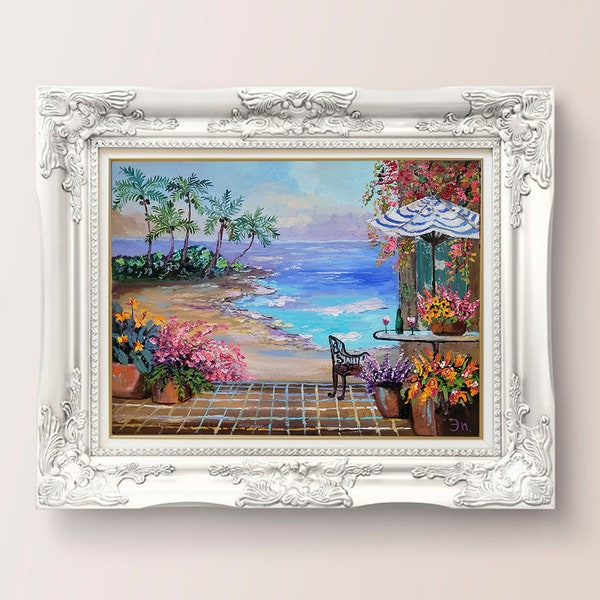 Hawaii Painting Ocean Coast Original Art Seascape Wall Art Maui Beach Painting Hawaiian Art Tropical Painting 10 x 8 by FlowerOriginalArt