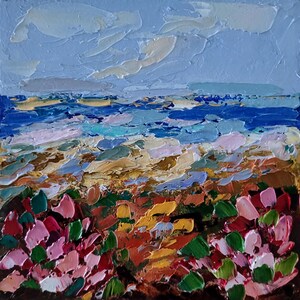 Pintura irlandesa Arte original irlandés 6 x 6 Paisaje de Kinsale Impasto Pintura al óleo Pequeña Encanto cautivador Obra de arte impresionista