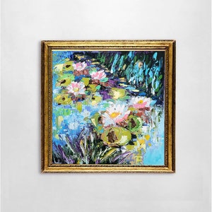Lirio Pintura Flor Arte Original Flores Rosas Pintura Lirio De Agua Obra Impasto Arte Original por FlowerOriginalArt