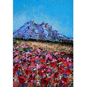 Pintura de papoula da Califórnia Floral Arte original Paisagem Impasto Pintura a óleo Pequena obra de arte Arte impressionista 5 x 7'' por FlowerOriginalArt