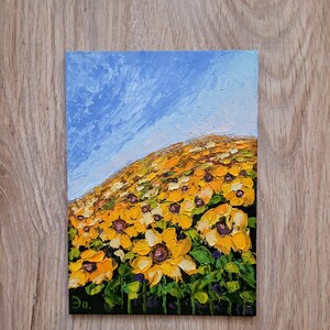 Sunflowers Painting Tuscany Original Art Floral Painting Small Flowers Wall Art Impasto Painting Landscape Sunflowers by FlowerOriginalArt image 9