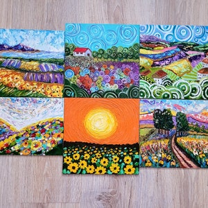 Sunflowers Painting Tuscany Original Art Floral Painting Small Flowers Wall Art Impasto Painting Landscape Sunflowers by FlowerOriginalArt image 4