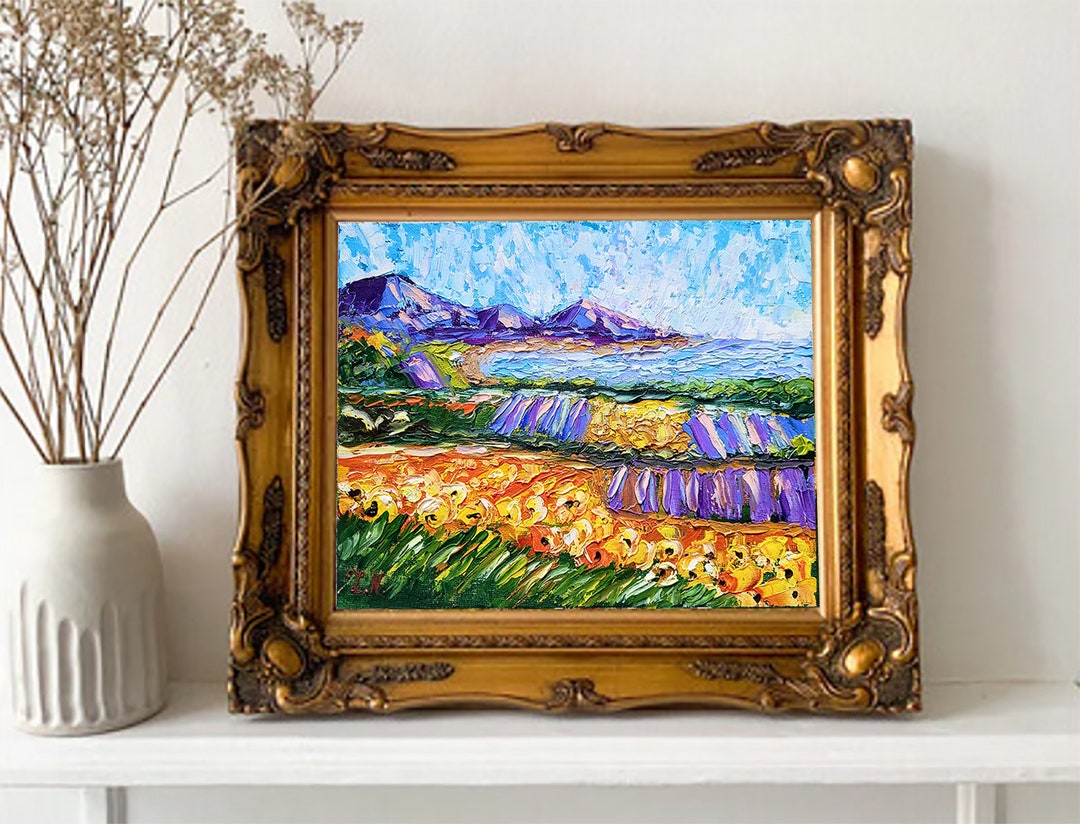 Tuscany Landscape Painting Lavender Field Original Art Impasto Painting ...