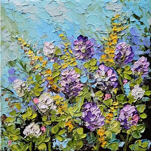 Trevo flores pintura floral arte original flores silvestres impasto arte a óleo prado arte da parede por floweroriginalart