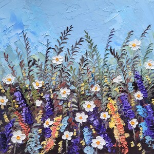 Pintura de flores silvestres Flor Arte original Prado Pintura al óleo Margarita Obra de arte original Impasto Arte de pared 6 x 6'' por FlowerOriginalArt