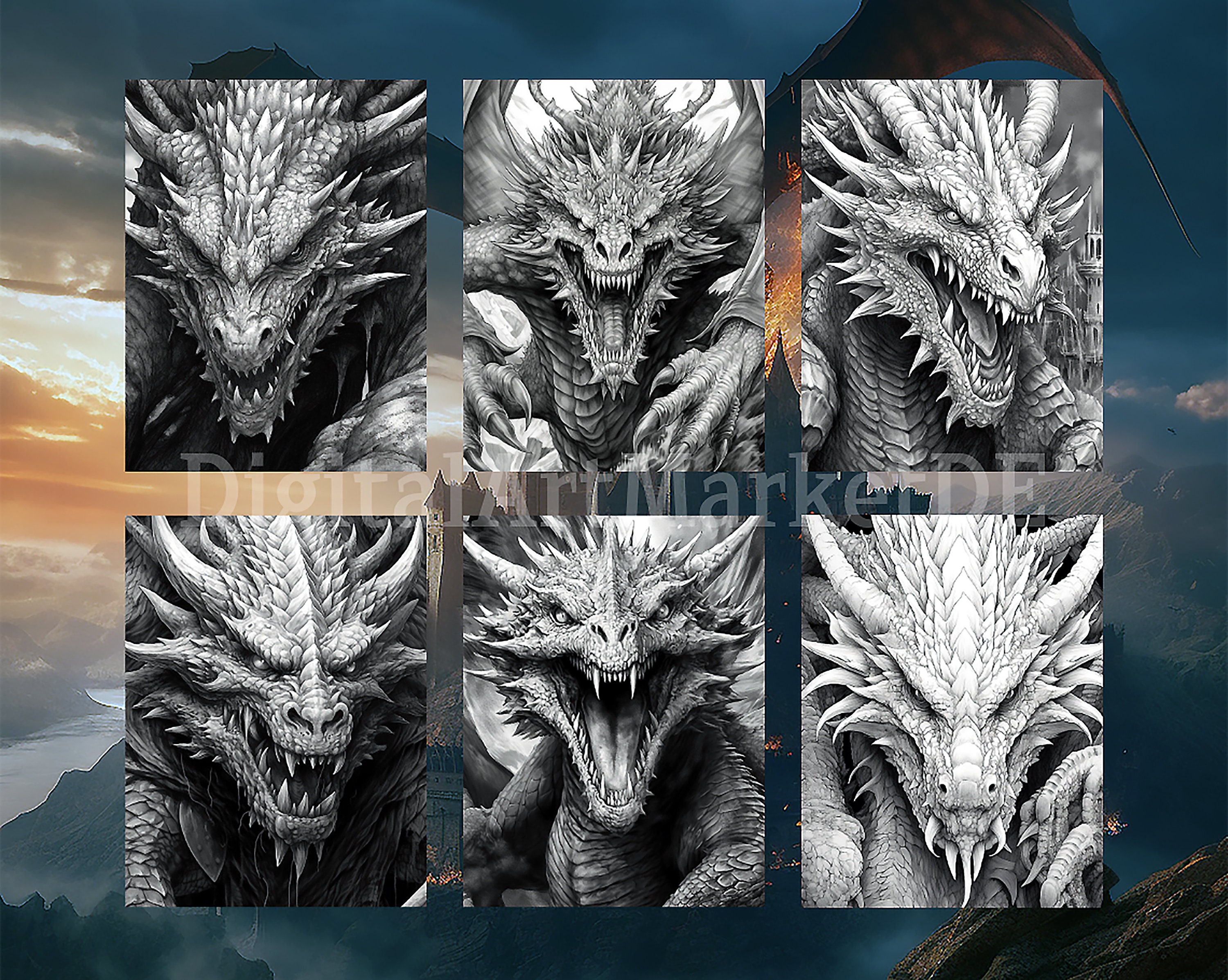 Demonische draken kleurplaten voor volwassenen - Instant Download -  Grijswaarden Kleurplaat, Afdrukbare PNG/JPEG Color Grading Horror Art  Inspired - Etsy België, image size:3000x2395