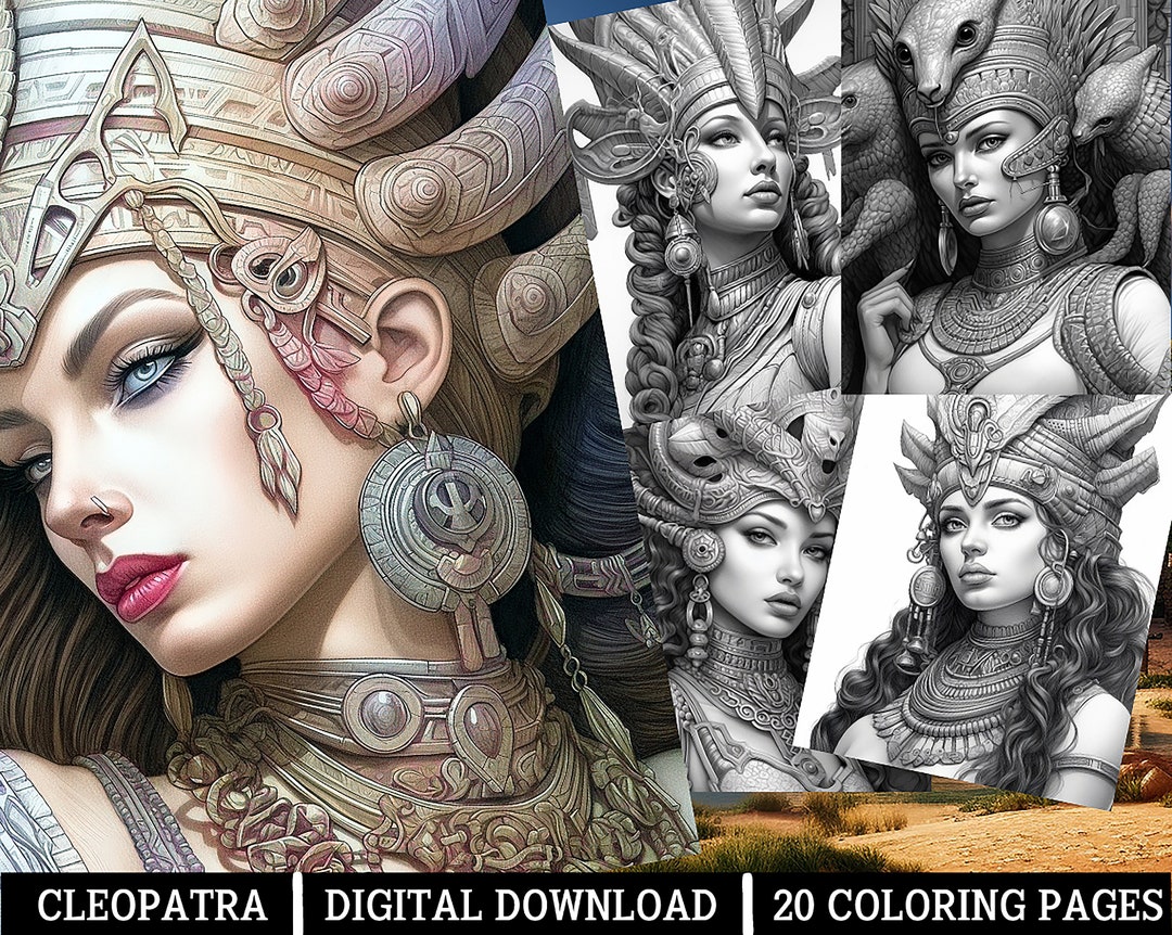 Cleopatra Coloring Pages,for Adults Instant Download grayscale Coloring
