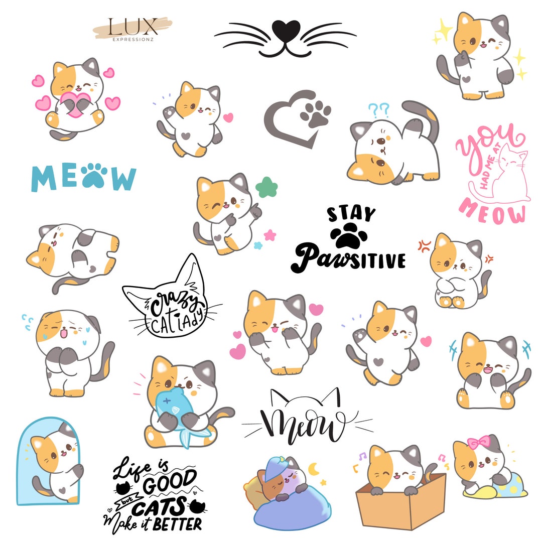 Adorable Cat Stickers | Digital Planner Stickers Motivational | Pre ...