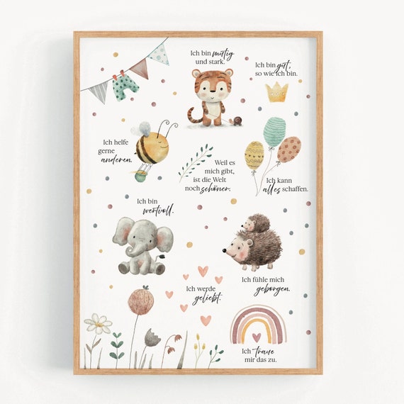 Affirmationsposter Sprüche für Kinder DINA4 DINA3 und DINA2 gute Glaubenssätze